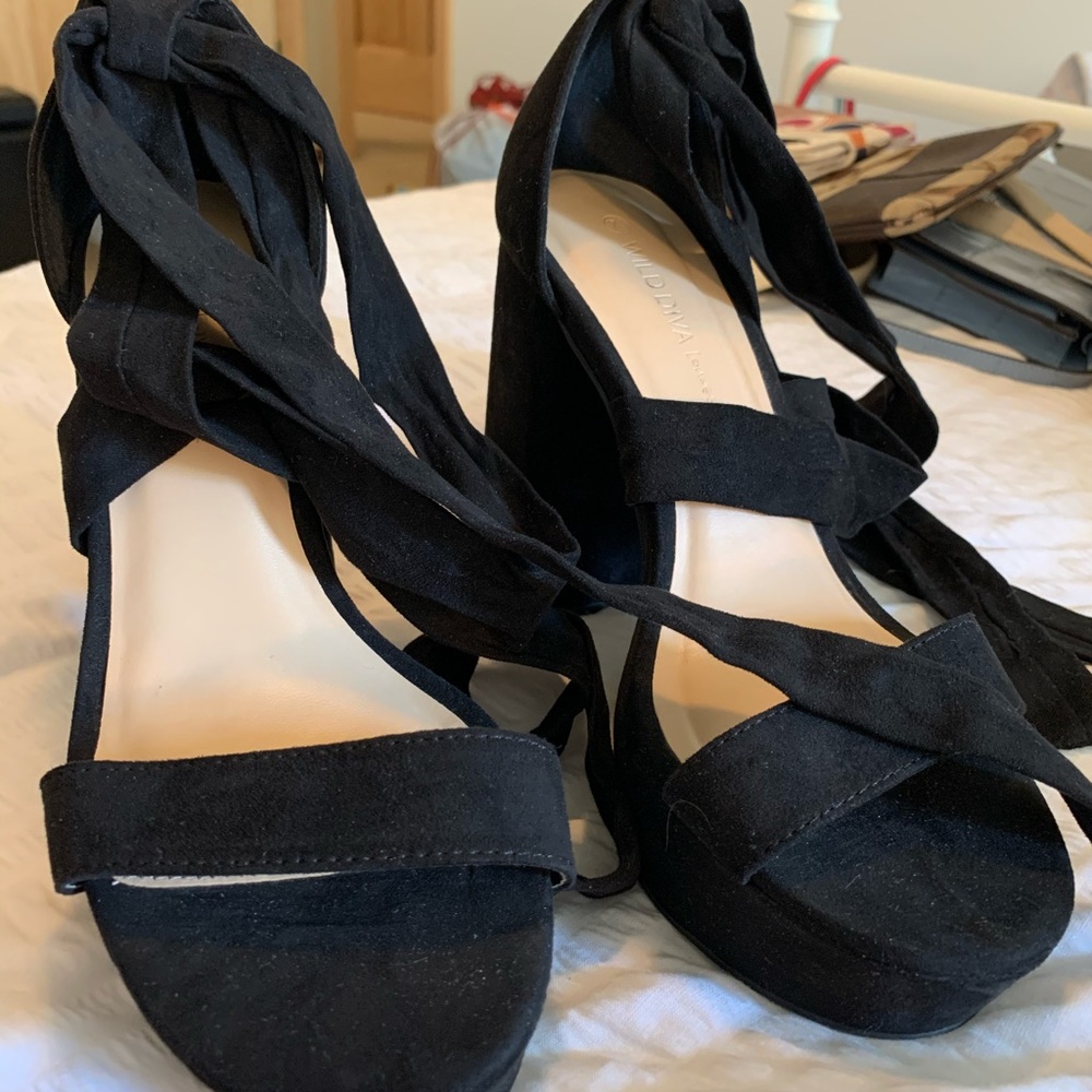 Black lace up heels